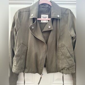 Abercrombie & Fitch Olive Green Moto Jacket